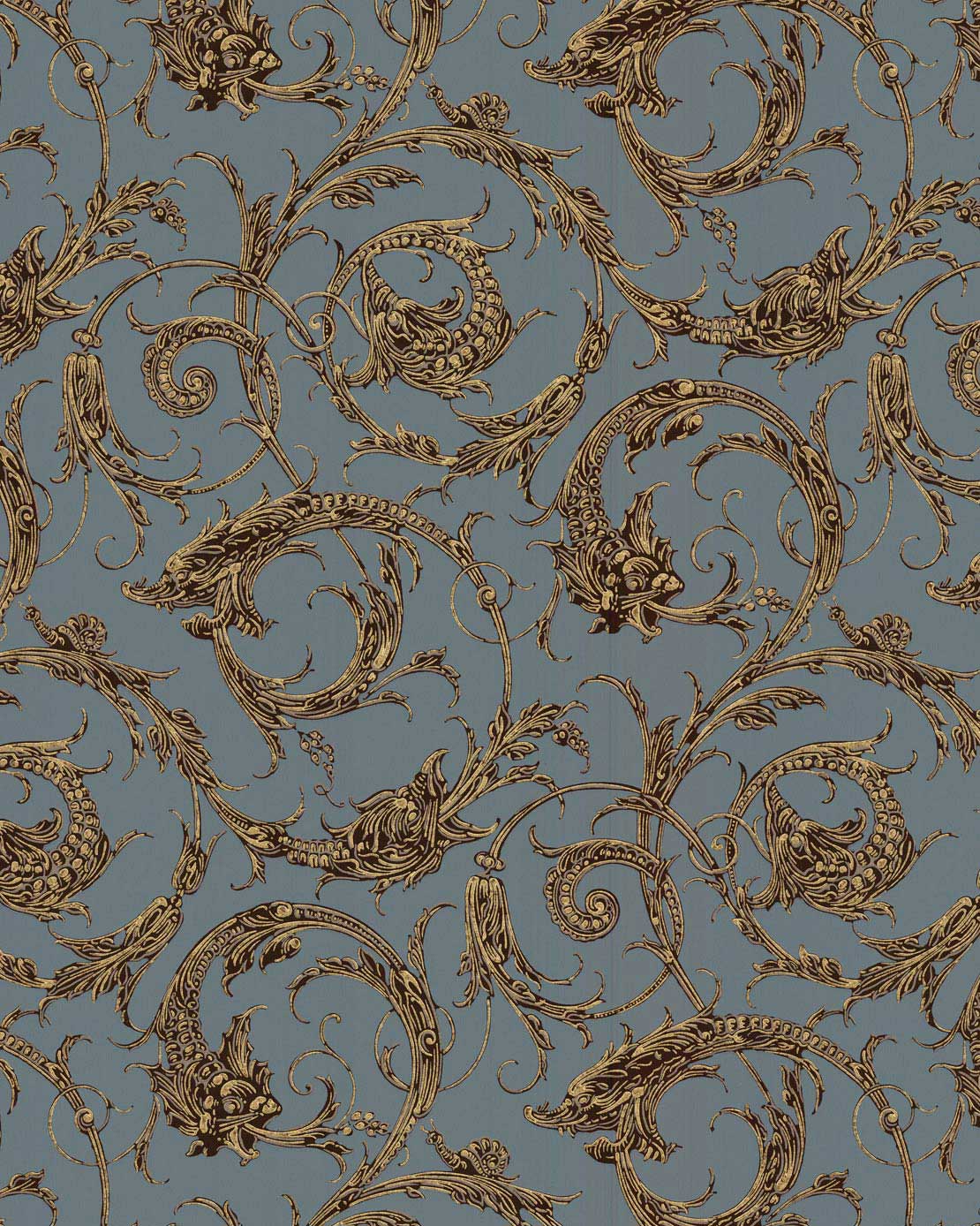 Lim & Handtryck Tapete - Draktapet blau image