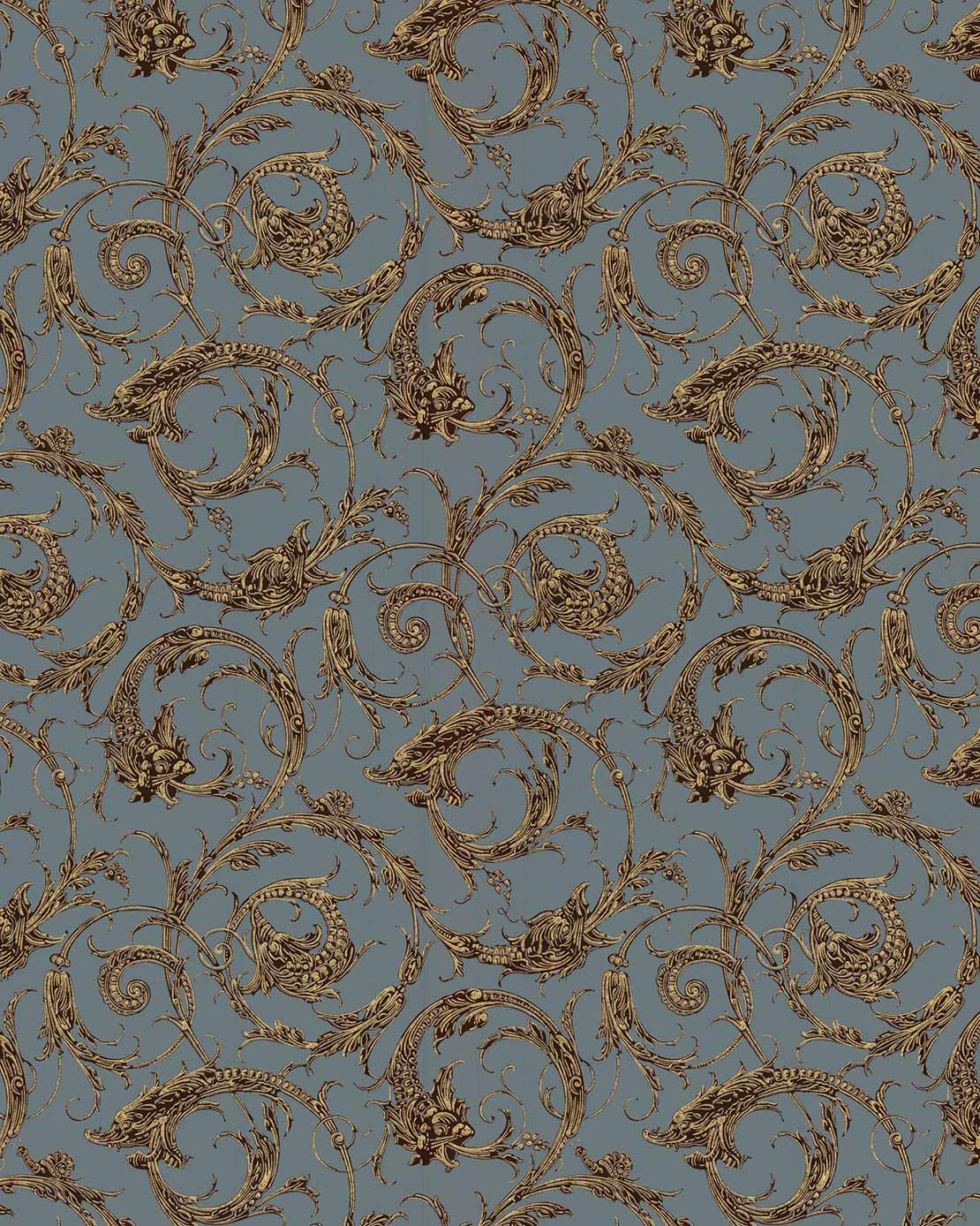 Lim & Handtryck Tapete - Draktapet blau image