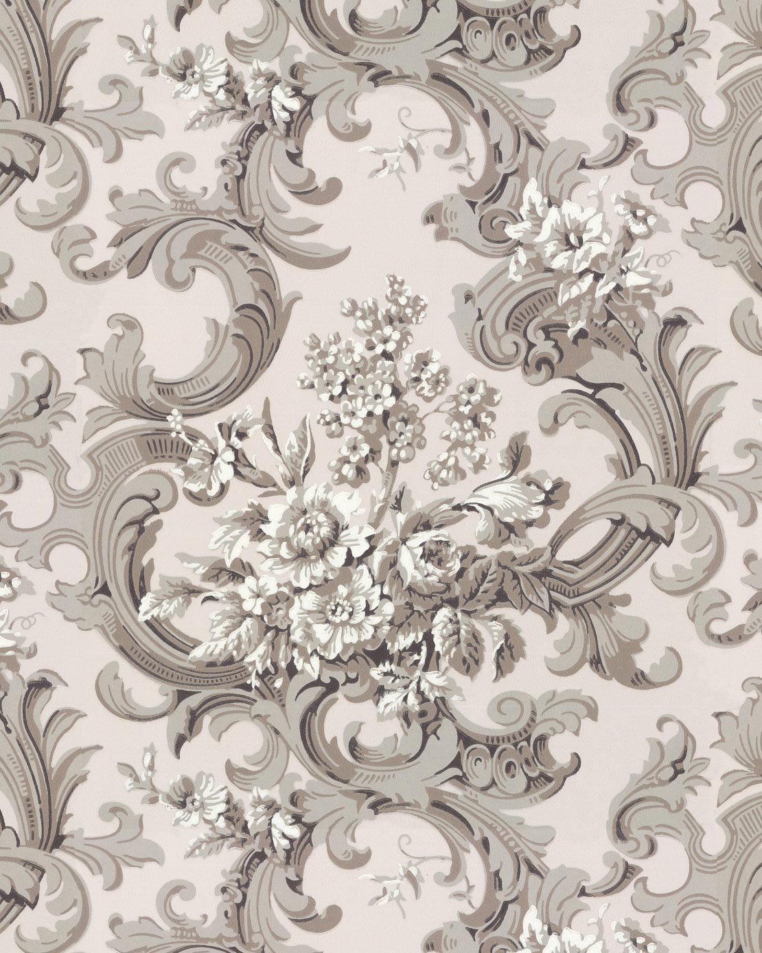 Wallpaper - French bouquet gray/pink