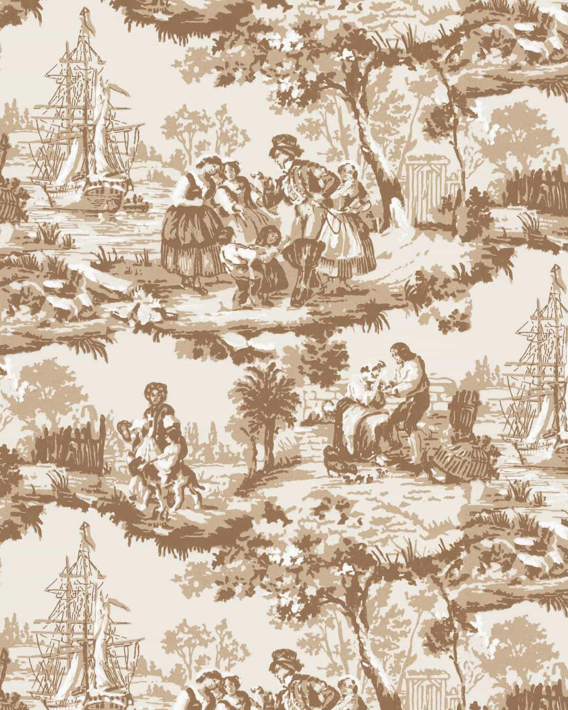 Wallpaper - Skeppsmotiv brun