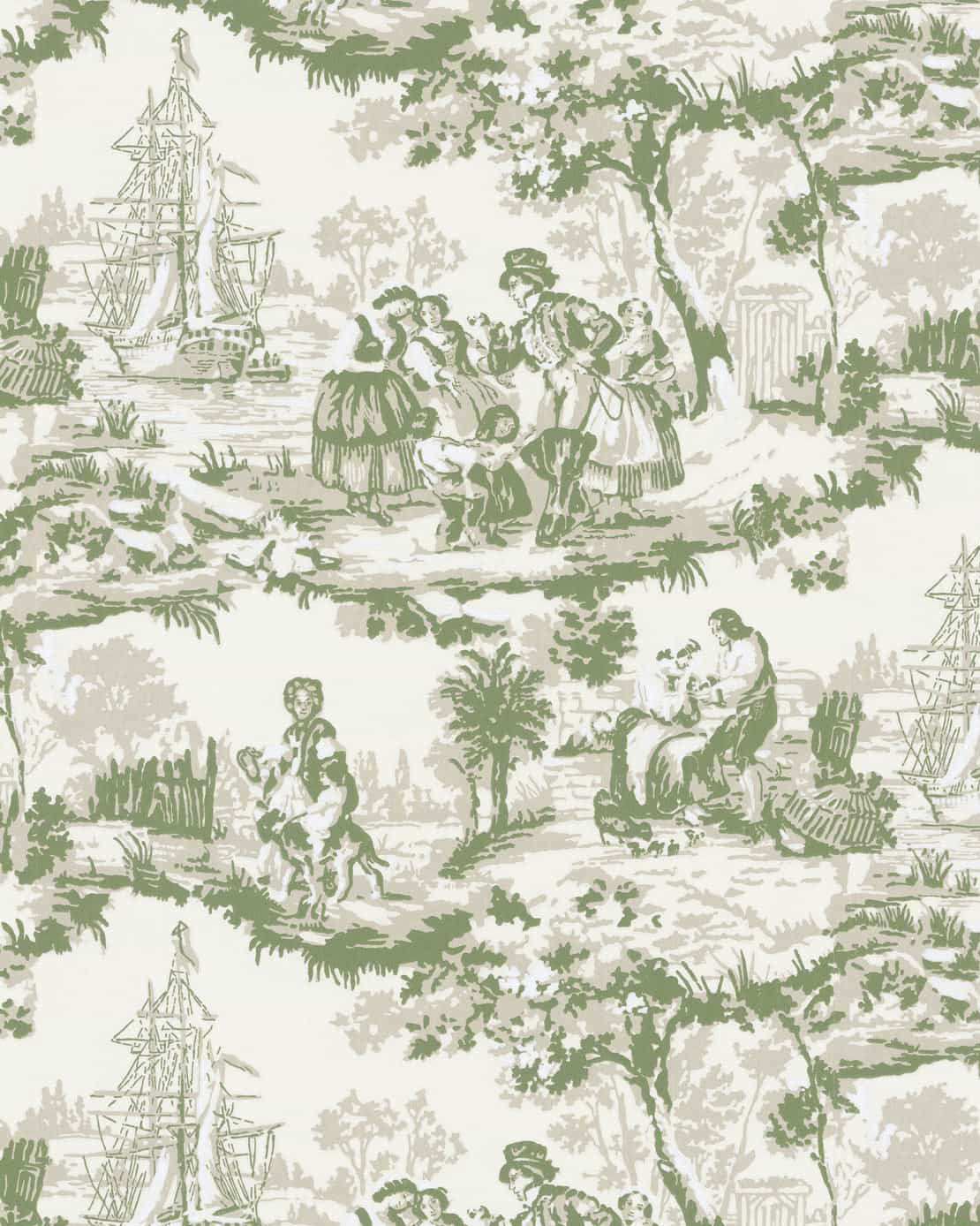 Wallpaper - Skeppsmotiv grön