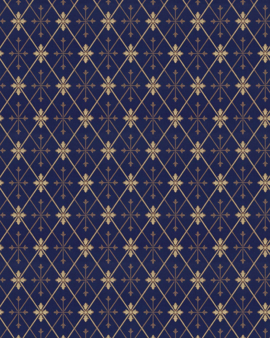 Lim & Handtryck Tapete - Skogshyddan blau / gold image