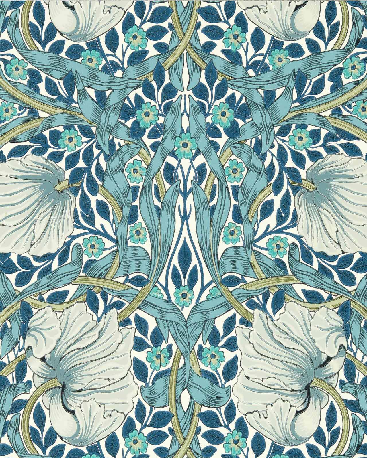 William Morris & Co. Wallpaper - Pimpernel Cobalt/Mineral