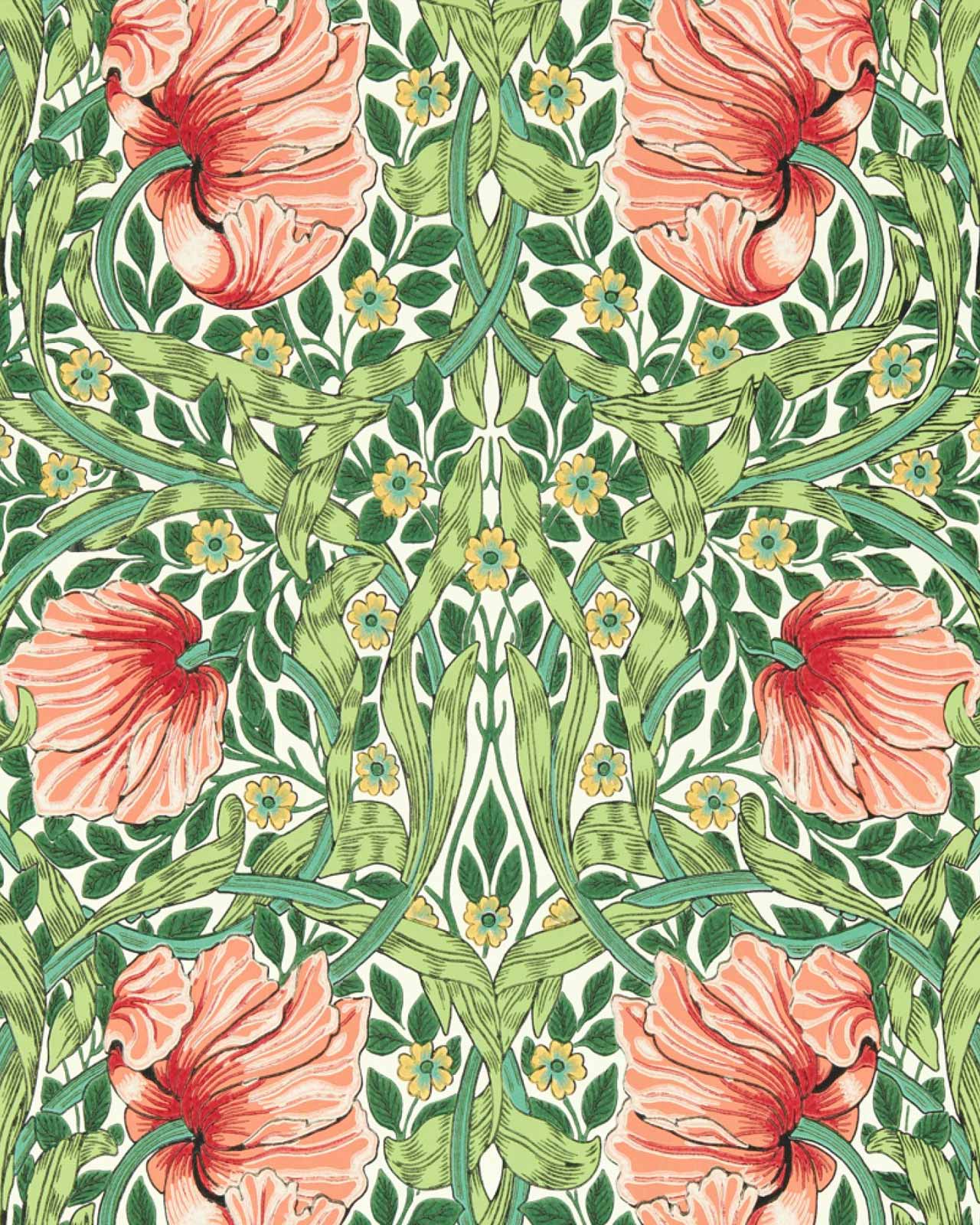 William Morris & Co. Wallpaper - Pimpernel Shamrock/Watermelon