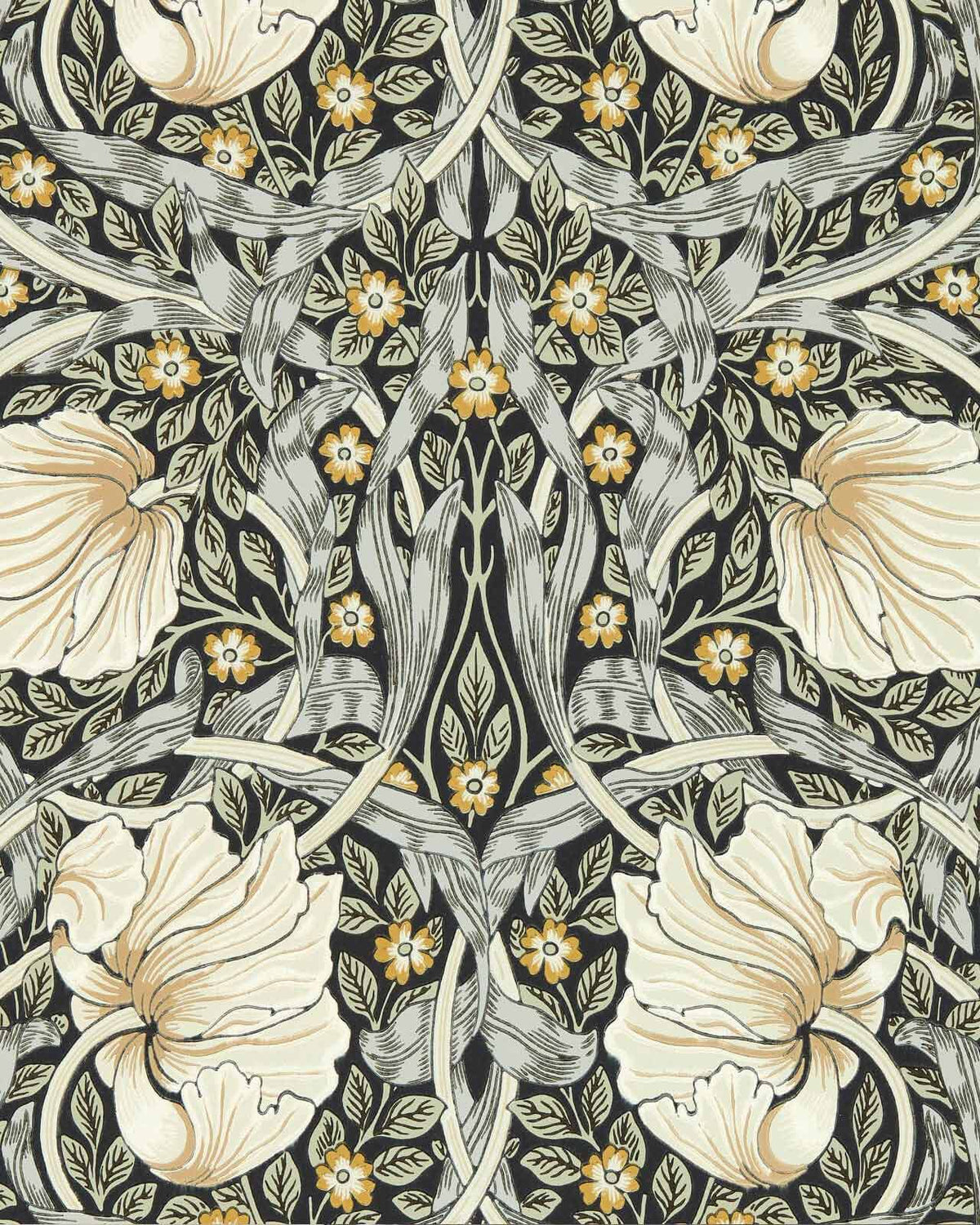 William Morris & Co. - Gammaldags tapet - Pimpernel Ink/Sage – Sekelskifte