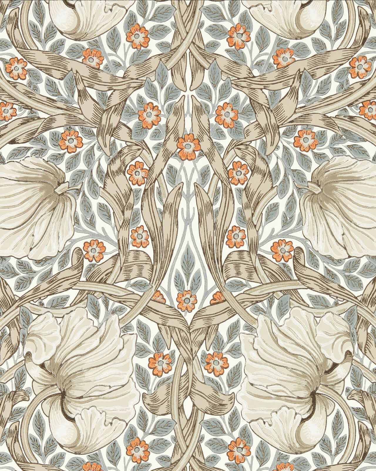William Morris & Co. Tapet - Pimpernel Linen/Coral