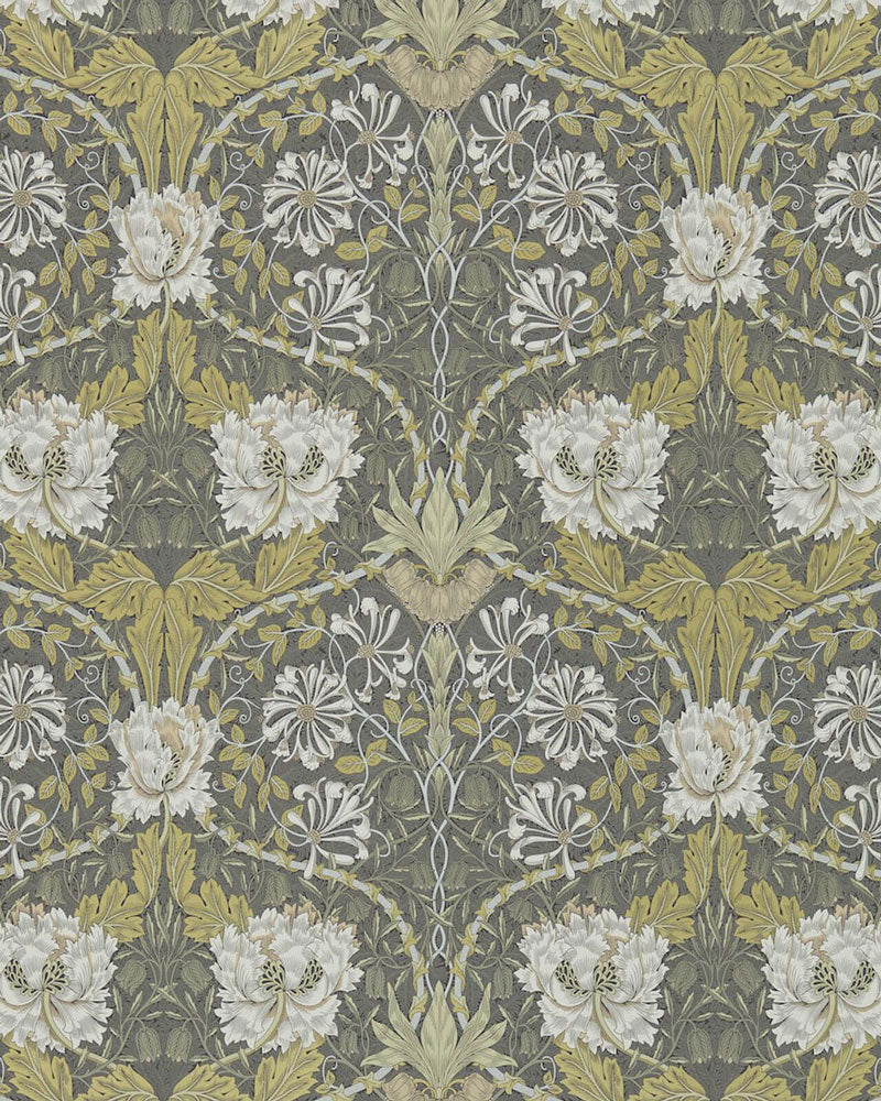 William Morris & Co. Wallpaper - Honeysuckle & Tulip Charcoal/Gold