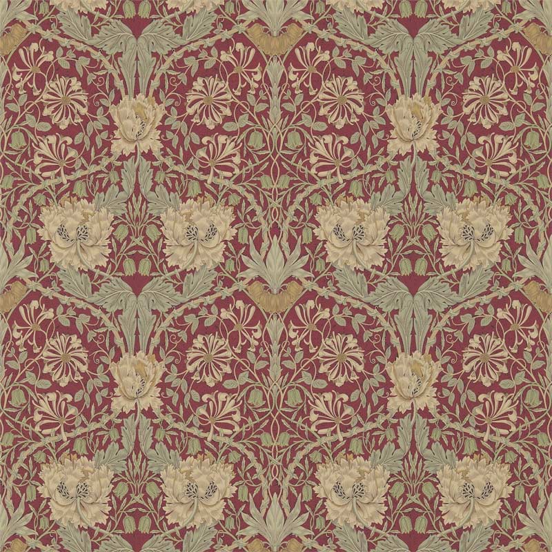 William Morris & Co. Wallpaper - Honeysuckle & Tulip Red/Gold image
