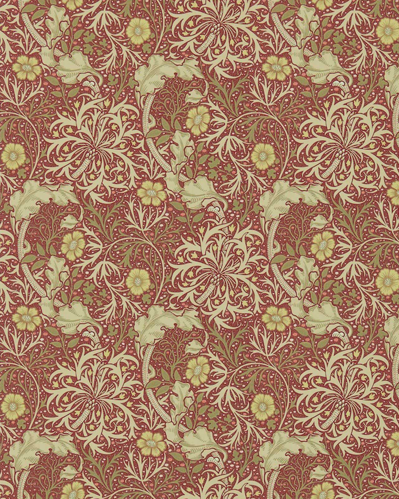 William Morris & Co. Wallpaper - Morris Seaweed Red/Gold image