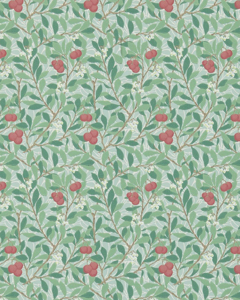 William Morris & Co. Wallpaper - Arbutus Thyme/Coral