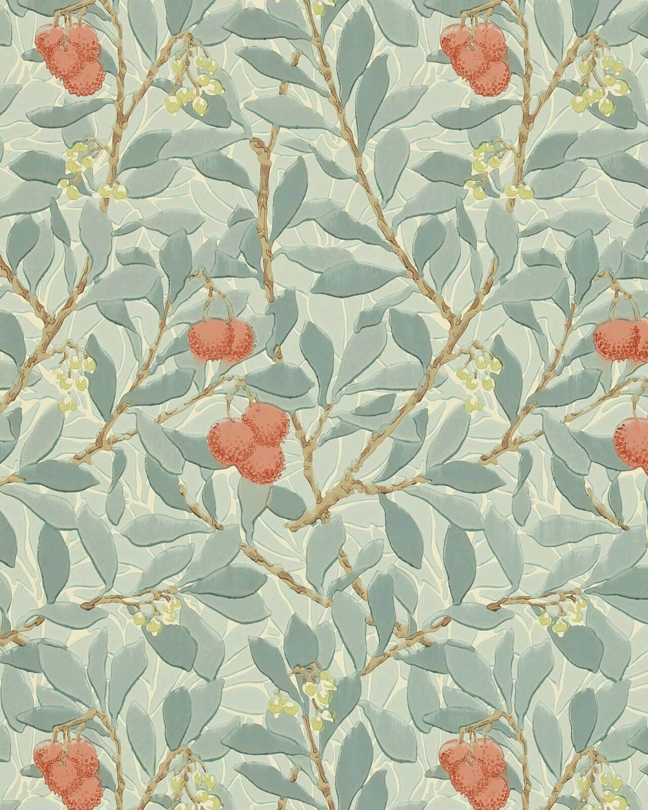 William Morris & Co. - Gammaldags tapet - Arbutus Blue/Pink – Sekelskifte