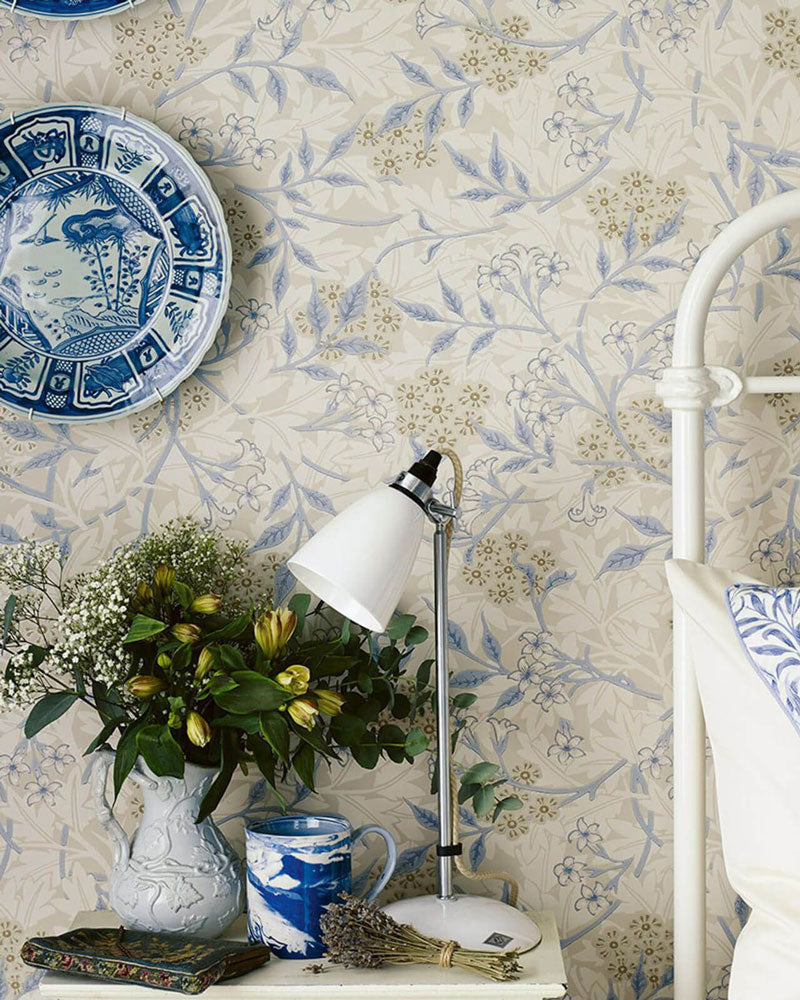 William Morris & Co. Tapet - Jasmine Ecru/Woad image