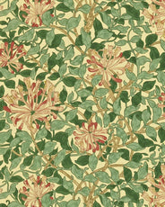 William Morris & Co. Tapete - Geißblatt Grün/Koralle/Rosa thumbnail image