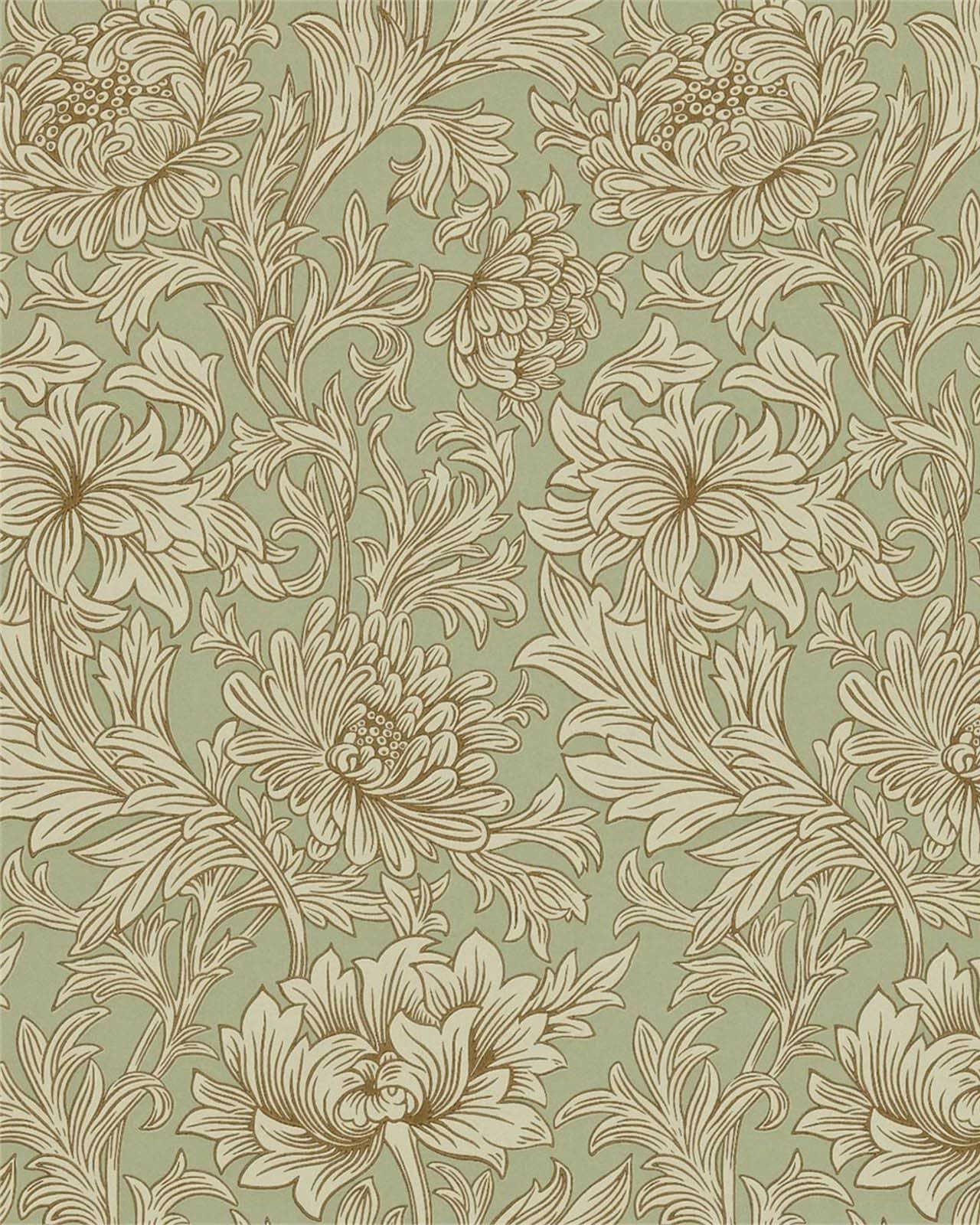 William Morris & Co. Wallpaper - Chrysanthemum Toile Eggshell/Gold
