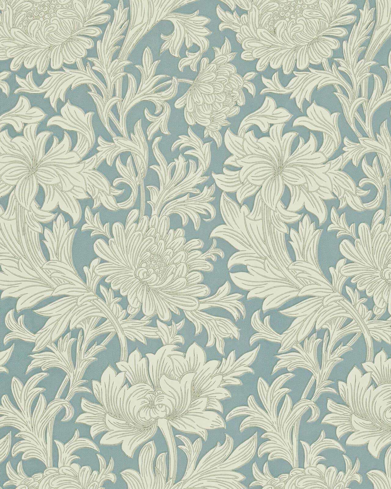 William Morris & Co. Wallpaper - Chrysanthemum Toile China Blue/Cream