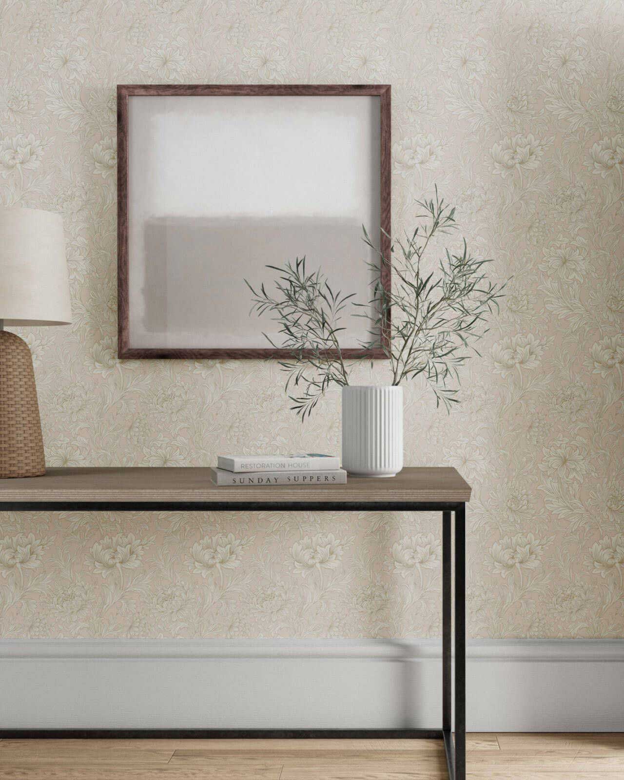 William Morris & Co. Tapet - Chrysanthemum Toile Eggshell/Gold image