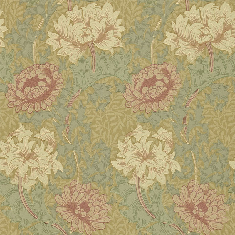 William Morris & Co. Wallpaper - Chrysanthemum Pink/Yellow/Green image