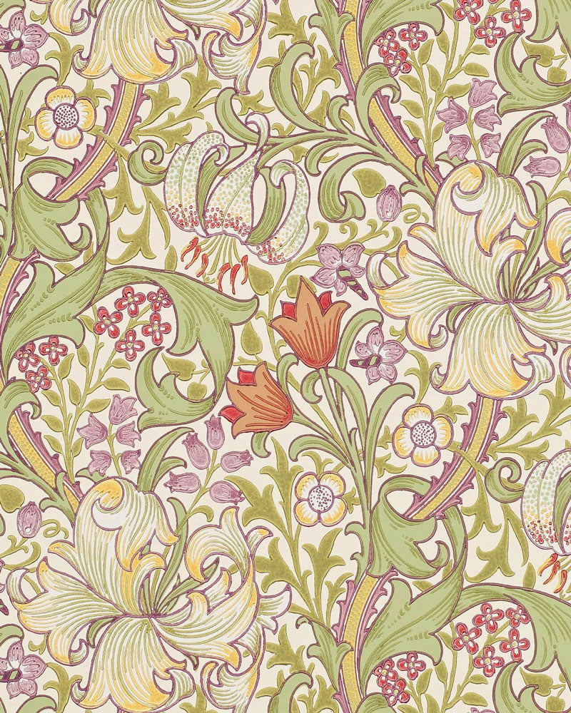 William Morris & Co. Wallpaper - Golden Lily Olive/Russet