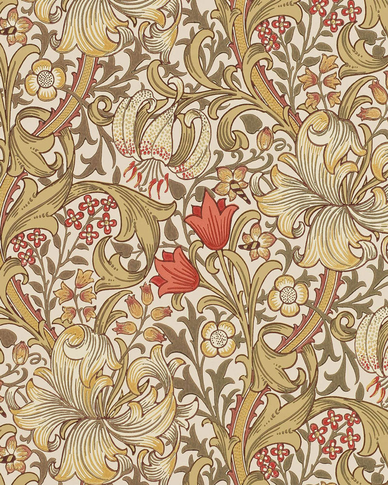 William Morris & Co. Wallpaper - Golden Lily Biscuit/Brick