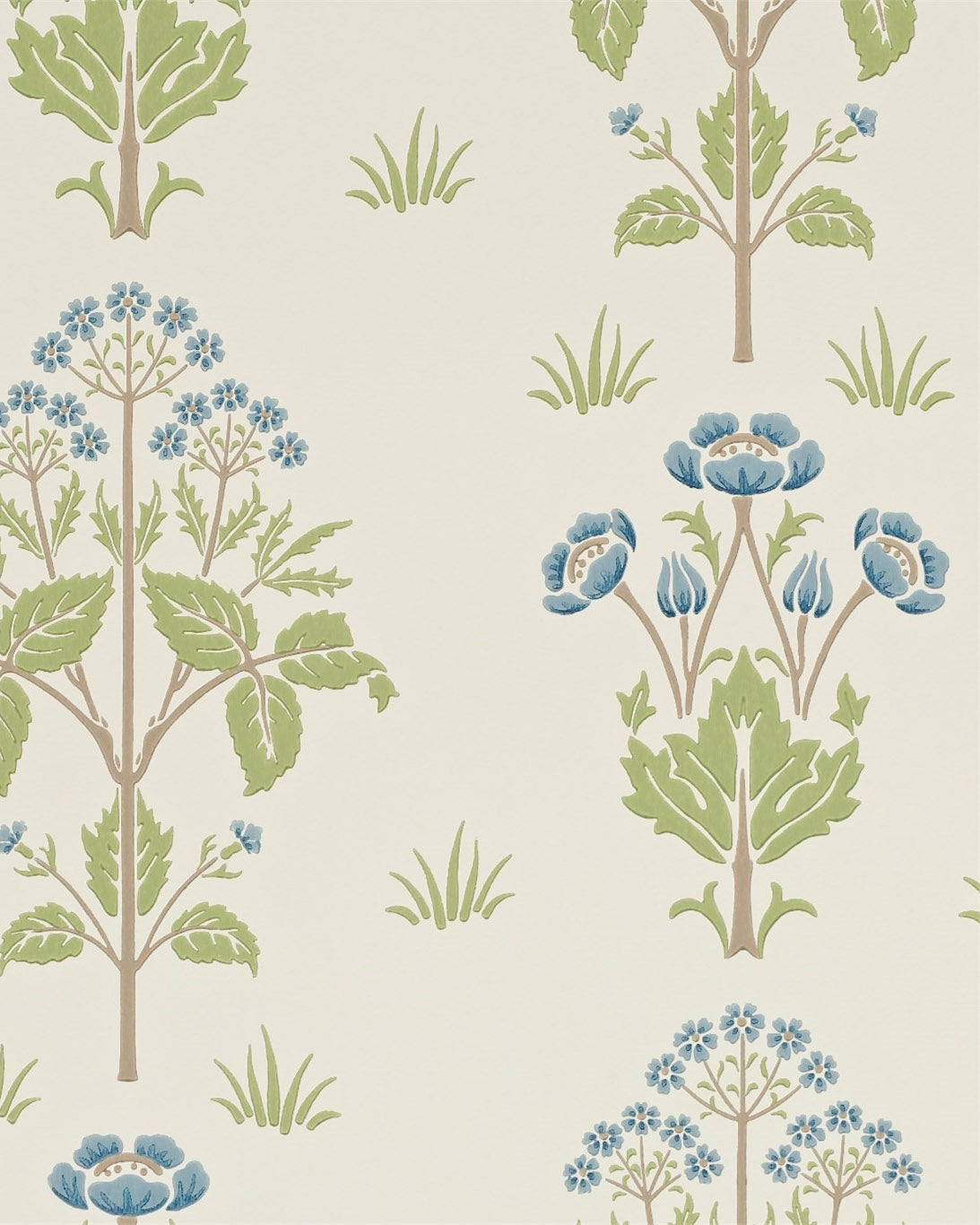 William Morris & Co. Papel pintado - Meadow Sweet Cornflower/Leaf
