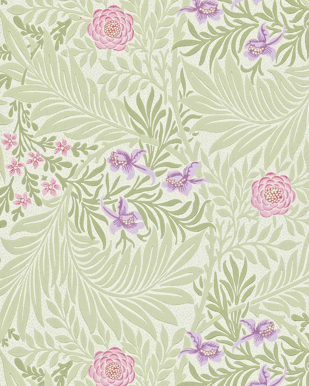 William Morris & Co. Tapet - Larkspur Olive/Lilac image