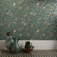 William Morris & Co. Wallpaper - Bird & Pomegranate Turquoise/Coral thumbnail image