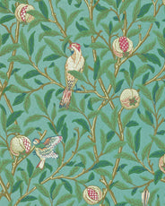 William Morris & Co. Tapet - Bird & Pomegranate, Turquoise/Coral thumbnail image