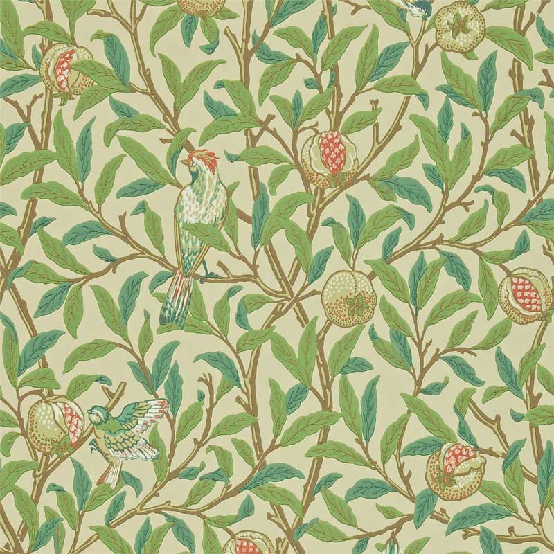 William Morris & Co. Tapet – Bird & Pomegranate Bayleaf/Cream image