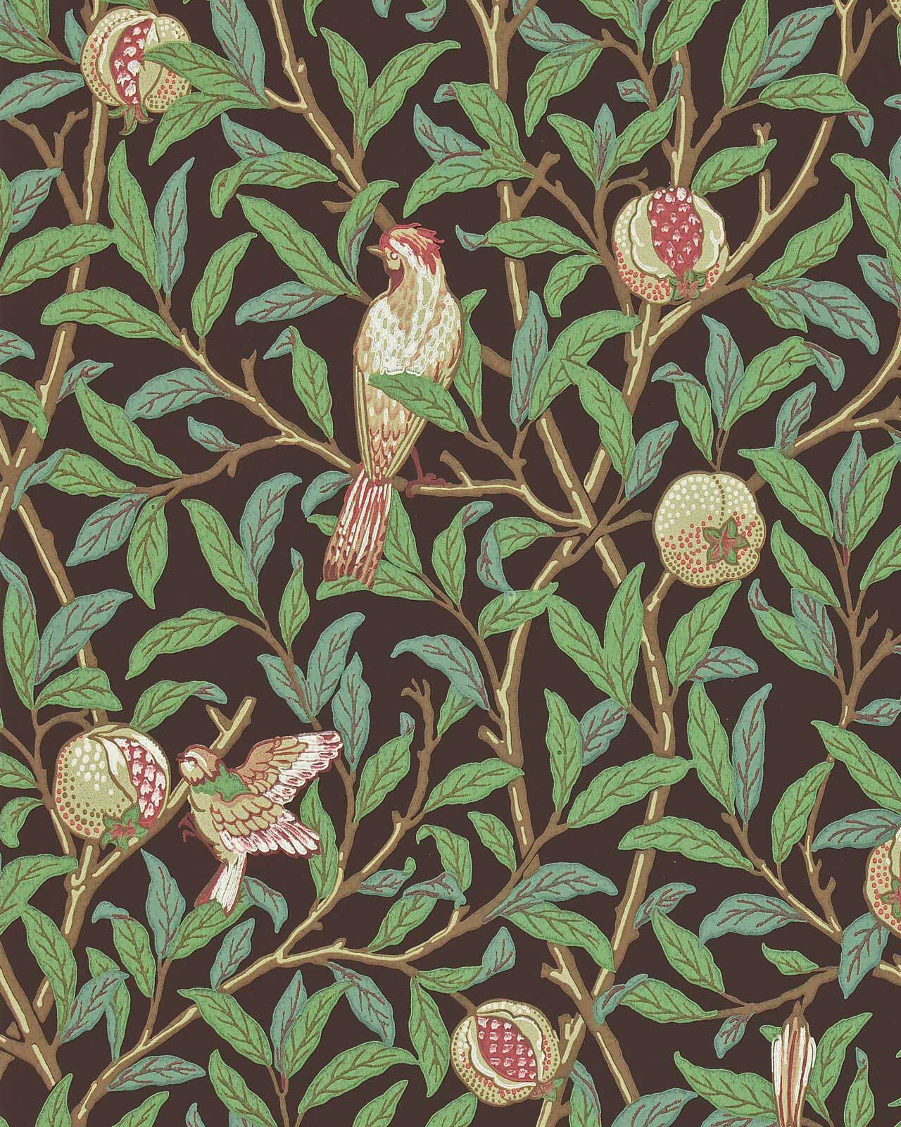 William Morris & Co. Wallpaper - Bird & Pomegranate Charcoal/Sage
