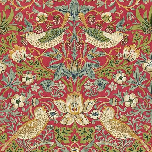 William Morris & Co. Tapete - Strawberry Thief crimson/slate image