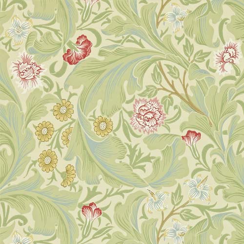 William Morris & Co. Tapet - Leicester green/coral image