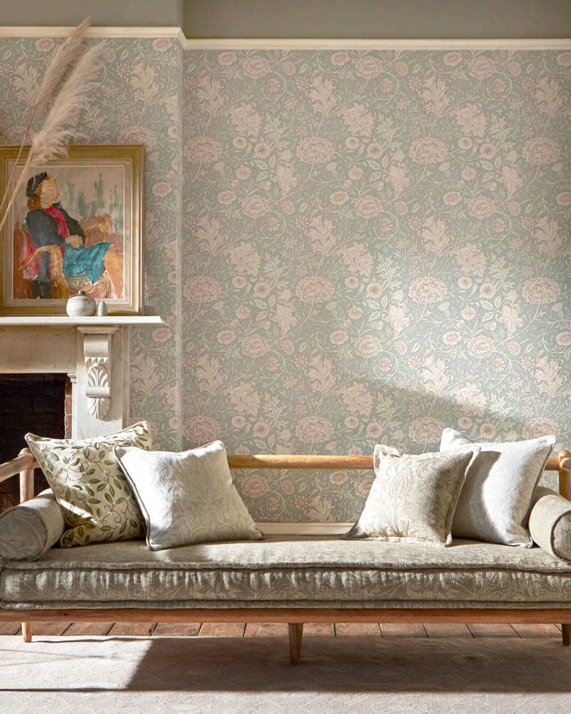 William Morris & Co. Wallpaper - Double Bough teal rose image