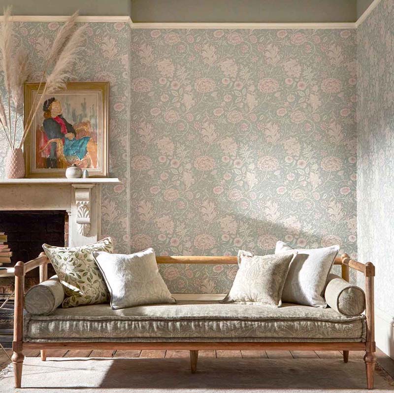 William Morris & Co. Tapet - Double Bough teal rose image