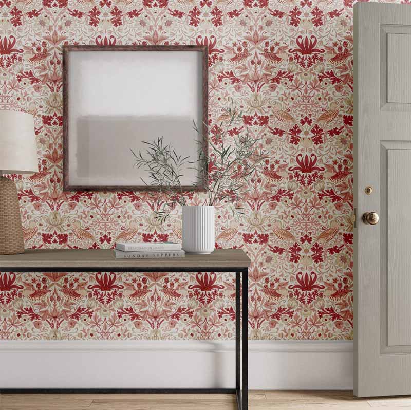 William Morris & Co. Tapet - Simply Strawberry Thief madder image