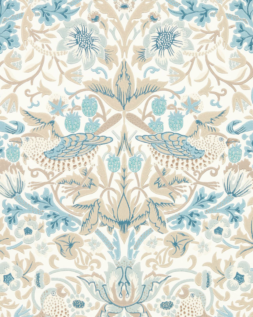 William Morris & Co. Wallpaper - Simple Strawberry Thief slate/vellum