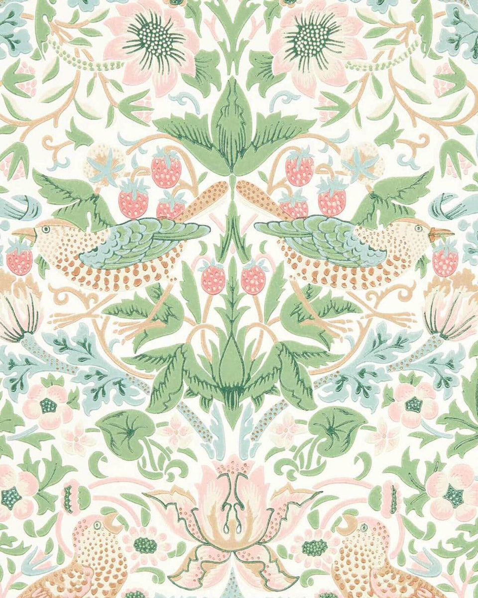 William Morris & Co. Wallpaper - Simple Strawberry Thief cochineal pink