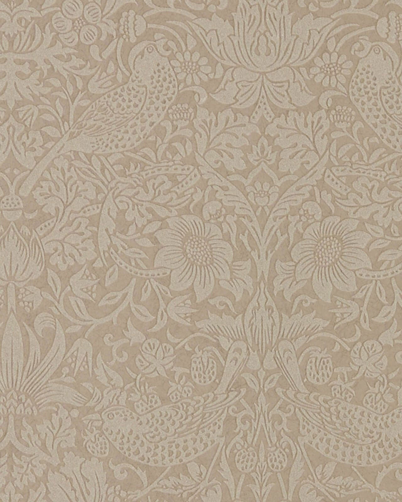 William Morris & Co. Wallpaper - Pure Strawberry Thief Taupe/Gilver