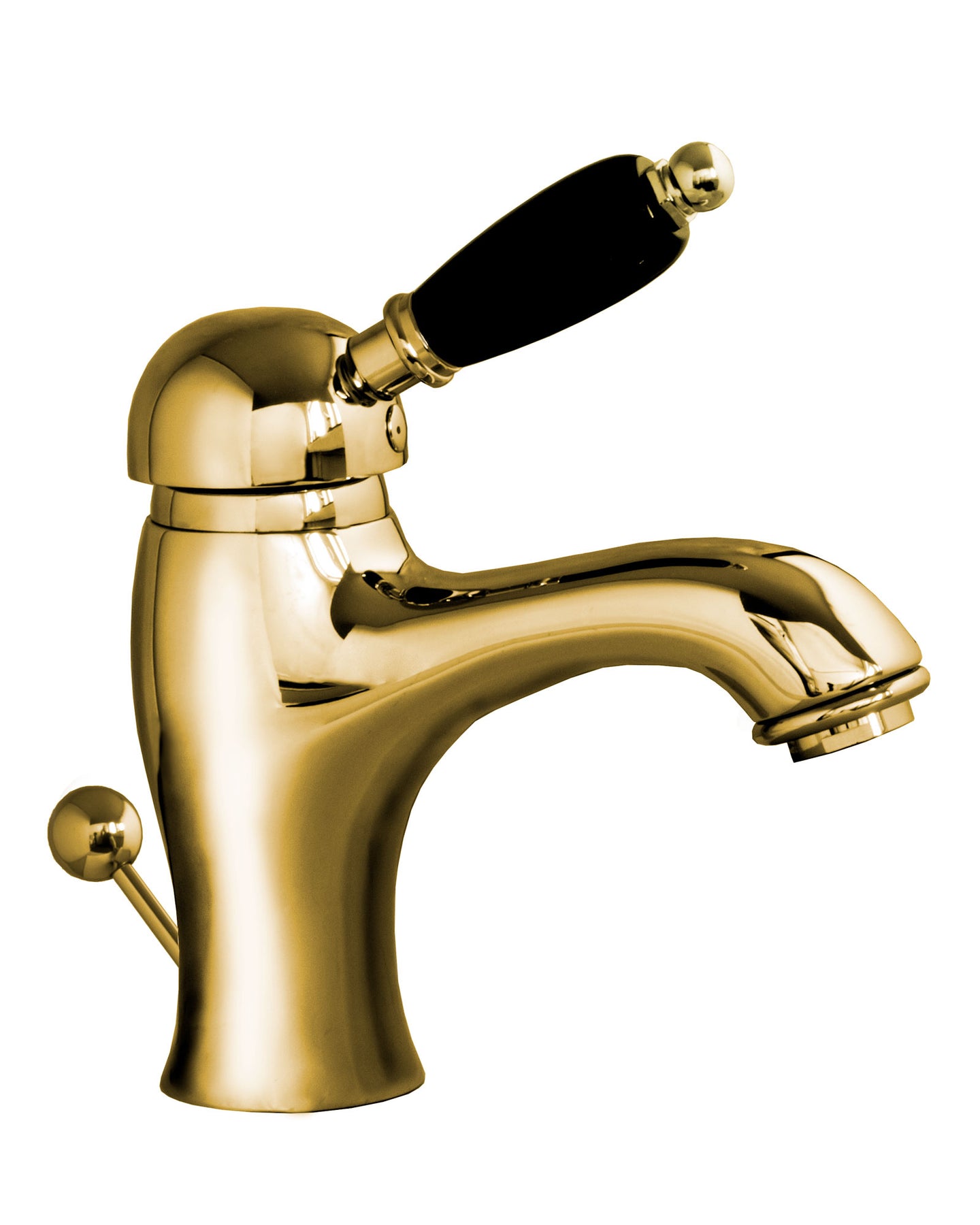 Washbasin Mixer - Paddington Brass with Black Handle