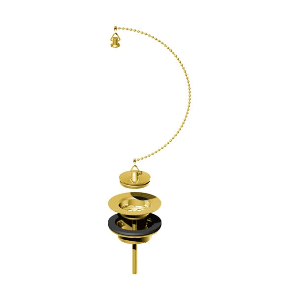 Washbasin drain valve - With chain, brass