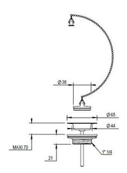 Drain valve washbasin - With chain, chrome thumbnail image