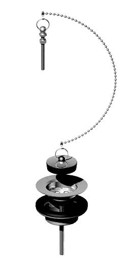 Drain valve washbasin - With chain, chrome