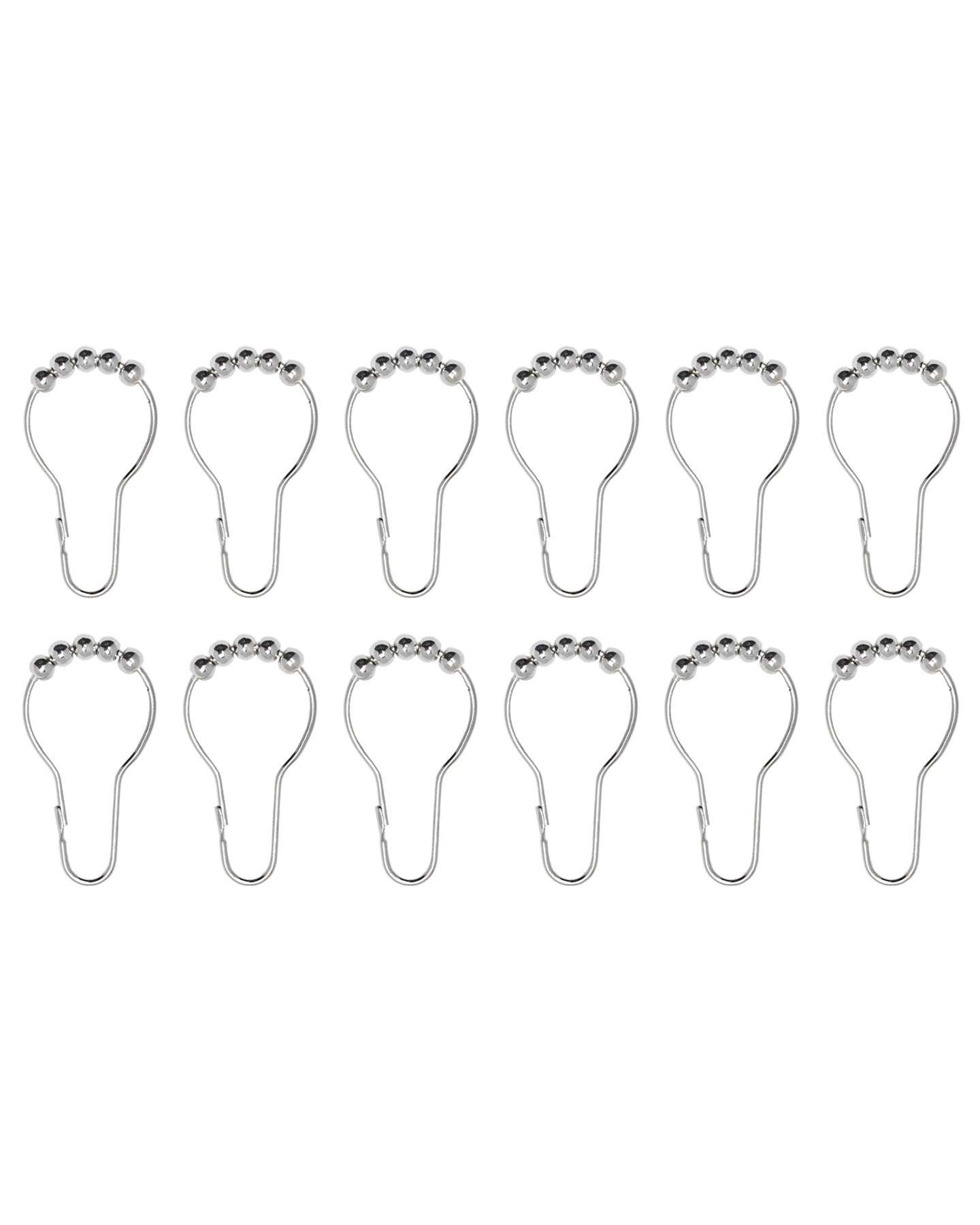Shower Curtain Rings - 12pcs Chrome
