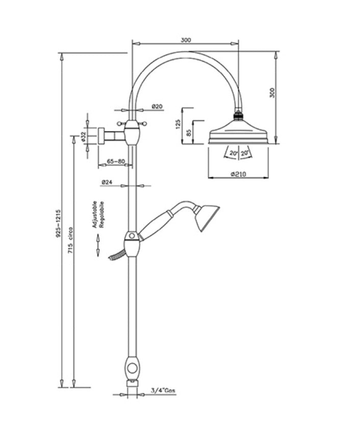 Set de ducha - Kensington retro sin mezclador, cromado image