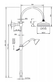 Kensington Retro Shower Set With Thermostat Faucet in Treated Brass thumbnail image