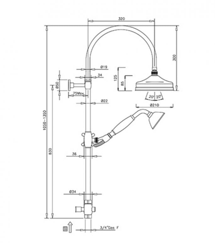 Shower Kit - Canterbury without shower valve crome image