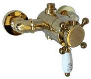 Kensington Retro Shower Set With Thermostat Faucet in Treated Brass thumbnail image