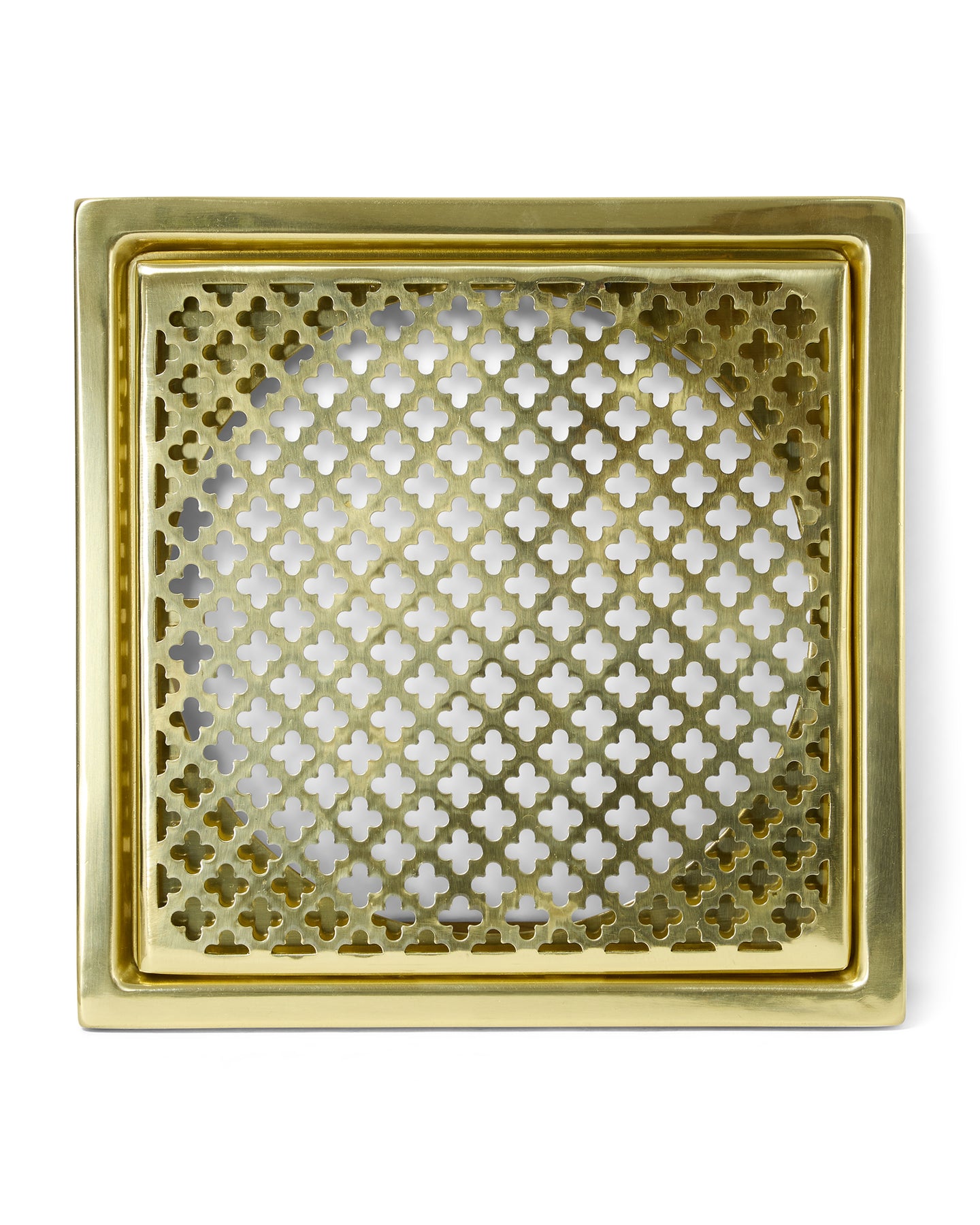 Golvbrunnssil - Klöverplåt mässing