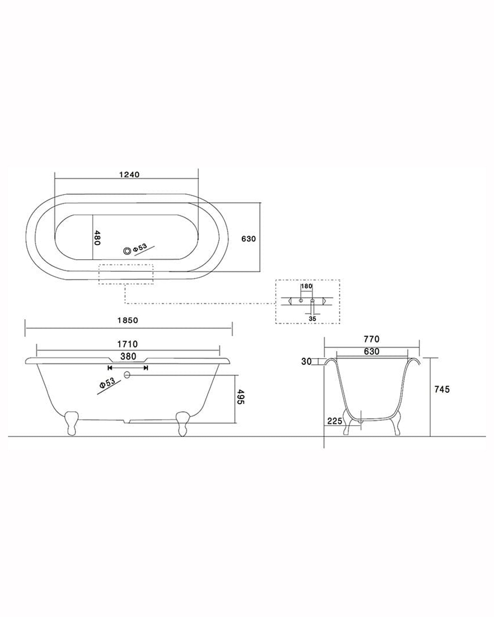 Cast Iron Bathtub - Cheverny 185 cm image