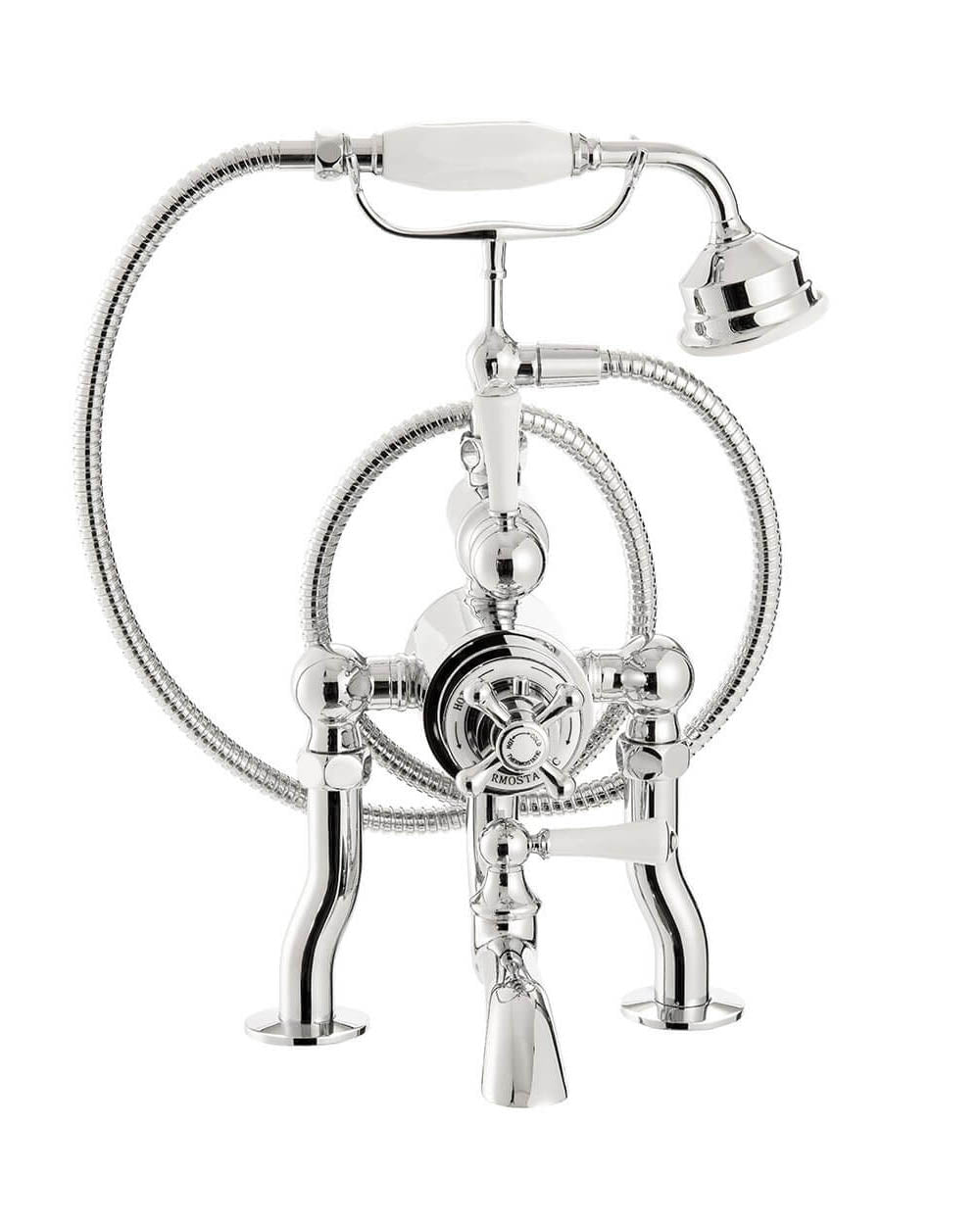 Belfast Bathtub Mixer - Thermostat Chrome/Porcelain for Deck-Mounted Installation