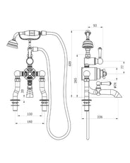 Belfast Bathtub Mixer - Thermostat Chrome/Porcelain for Deck-Mounted Installation thumbnail image